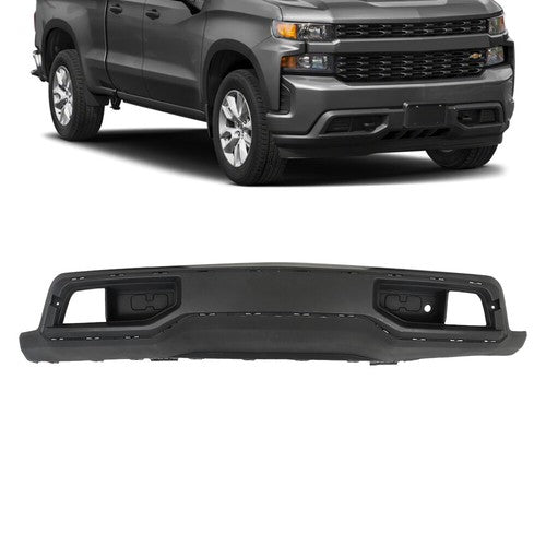 For 2019-2021 Chevrolet Silverado 1500 Black Plastic Front Bumper W/O Vents