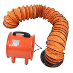 Portable Blower Steel 10 Inch, 1520 CFM 320W Industrial Orange 33ft Ducting