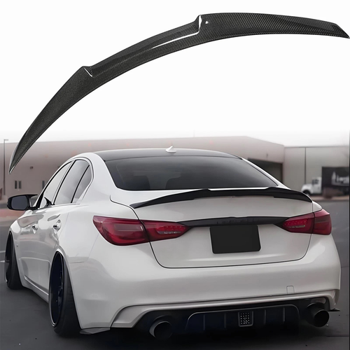 M4 Style Rear Trunk Spoiler Wing for 2014-2024 Infiniti Q50 Carbon Fiber Style