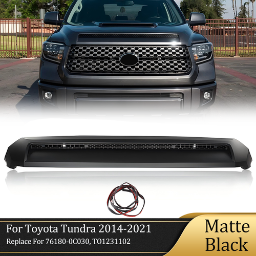 Front Upper Hood Bulge Molding Trim Matte Black for Toyota Tundra 14-21