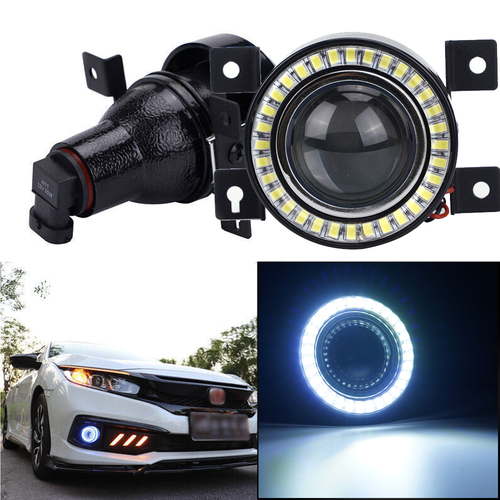 Pair Projector Angel Eyes White LED Halo Fog Light DRL for 2016-2019 for Honda Civic