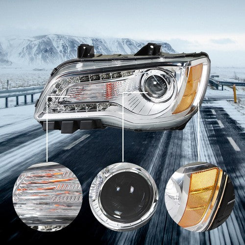 Pair Set For Chrysler 300 2011-2014 Headlight Replacement Halogen Clear Lens L+R