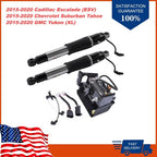 Pair Rear Air Shock Struts + Compressor Pump For Chevy Tahoe GMC Yukon 2015-2019