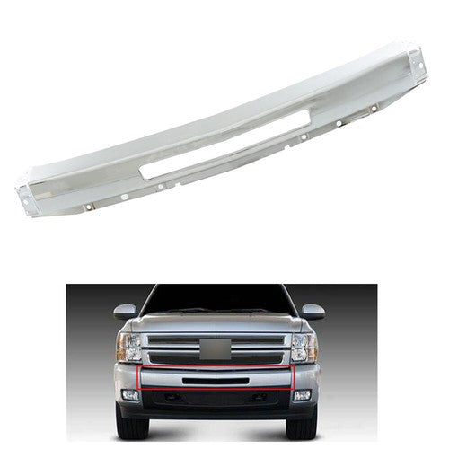 Front Bumper Impact Face Bar For Silverado 1500 2007 2008 2009-2013 Chrome Steel