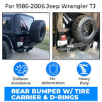 Rear Bumper With Tire Carrier D Ring For Jeep Wrangler YJ 87 96 TJ 97 06