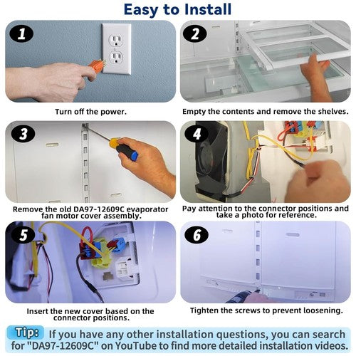 DA97 12609C Refrigerator Evaporator Cover for Samsung RF263BEAESR RF260BEAESR