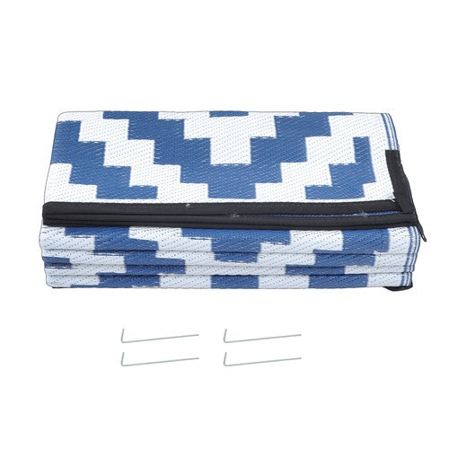 8x10FT Waterproof Foldable Outdoor Plastic Navy Blue White Carpet