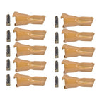 10 Pk Bucket Teeth with Flex Pins Yellow V23SYL V23PN for Drill Press Excavator