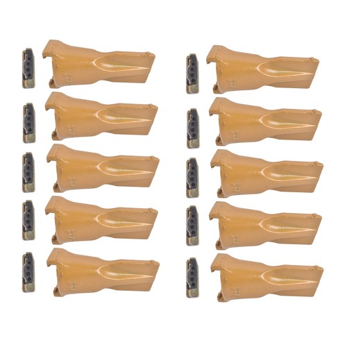 10 Pk Bucket Teeth with Flex Pins Yellow V23SYL V23PN for Drill Press Excavator