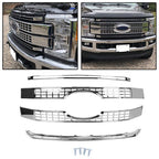 For 17 19 Ford F250 F350 F450 Super Duty Chrome Grille Full Overlay Cover Trim