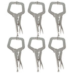 Adjustable C-Clamp Locking Pliers Set 11" Locking Welding With Swivel Pads 6 Pcs