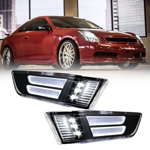LED Bumper Smoky Side Marker Lights Pair 2003-2007 for Infiniti G35 2Door Coupe