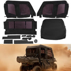 Soft Black Roof for Kawasaki Mule Pro FXT with PVC Upper Doors and Rear Window