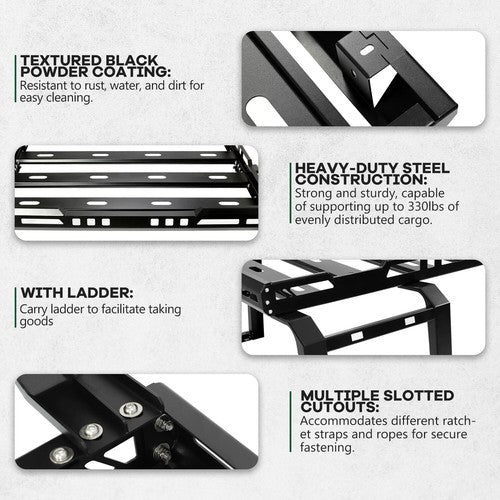 Roof Rack Cargo Carrier Luggage W/ 2 Ladders For Jeep Wrangler JK 4-Door 2007-18