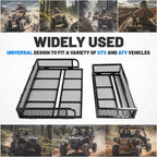 Front Rear Cargo Basket Luggage Carrier Mesh Rack Black Steel for ATV
