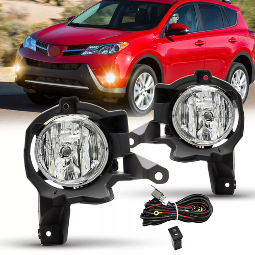 Front Bumper Clear Halogen Fog Lights Lamps for 2013-2015 for Toyota RAV4 Pair