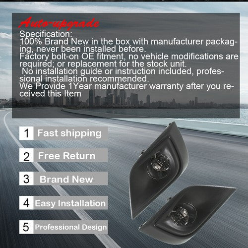 Right+Left Clear Lens Fog Lights Assembly w/Halogen Bulbs For 15- Nissan Murano