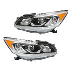 Halogen W/LED DRL Headlights For 16-17 Honda Accord Chrome Driver+Passenger Pair