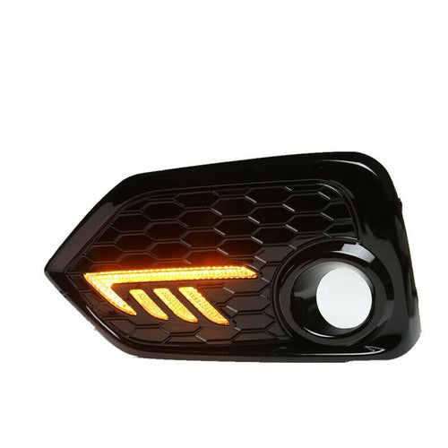 LED DRL Fog Lights Cover & Chrome Grille Grill for 2016-2018 for Honda Civic Si