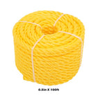 Orange Yellow 1/2in 100ft 3 Stranded Braided Rope for Boats, Dock, Marine Rope