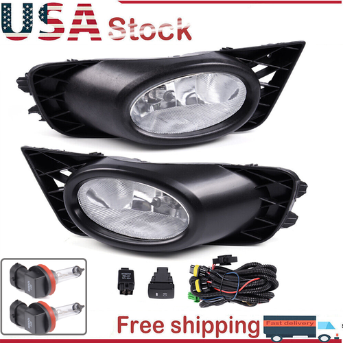 Clear Lens Fog Lights W/Bulb Switch Wiring for 2009 2010 2011 for Honda Civic