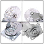 2Inch Caster Wheels 4 pieces Heavy Duty Alloy Steel + Rubber Casters white