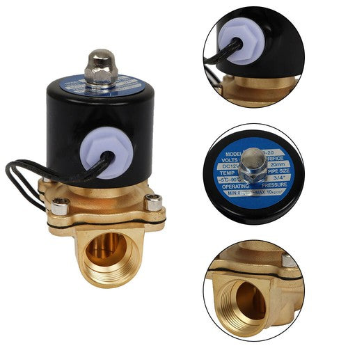 3/4��� 12V Air Water N/C Gas Oil Normally Closed Electric Solenoid Valve DC DN20