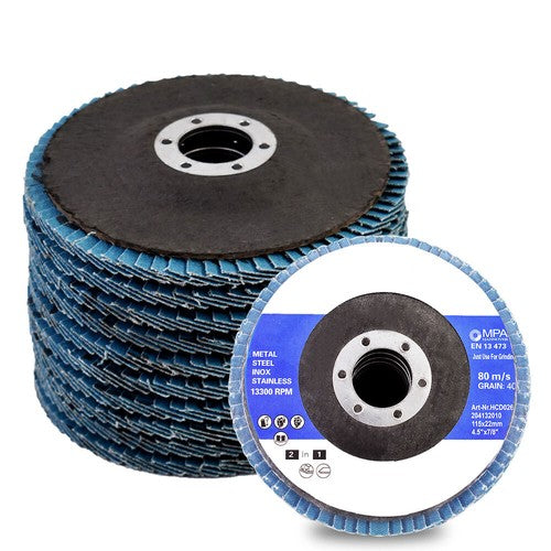 PACK 50 4-1/2" X 7/8" 80 GRIT PREMIUM ZIRCONIA FLAP DISC SANDING GRINDING