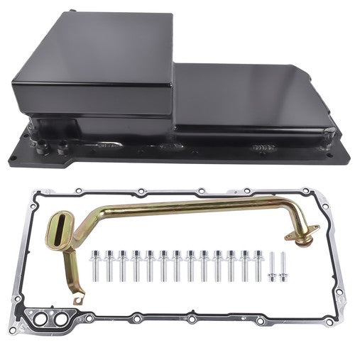 Rear Engine Oil Pan w/ Gasket For GM LS LS1 LS2 LS3 LS6 7 Quarts Black Aluminum
