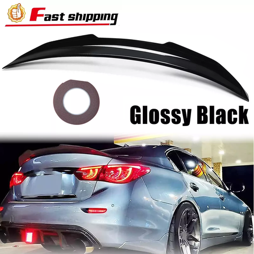PSM Style Rear Trunk Spoiler Wing Gloss Black for 2014-2024 for Infiniti Q50