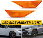 Front Fender Side Marker Light Set RH LH with LED Bulbs for HONDA CIVIC 16 21