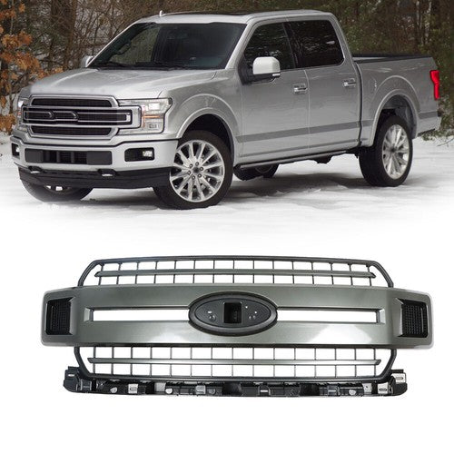 Plastic Gray Front Upper Hood Grille New For Ford F-150 XLT XL 2018 2019 2020