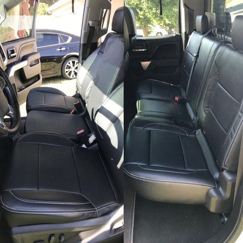 For 14-2018 Chevy Silverado LT DOUBLE Cab Full Set Seat Cover Black Replacement