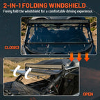 2-In-1 Flip Front Clear Windshield with Hardware for Can-Am Maverick X3 2017-2025