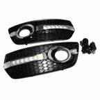 LED DRL Fog Lights Bezel Cover Lamp w/Wire harness switch For 2009-2012 Audi Q5