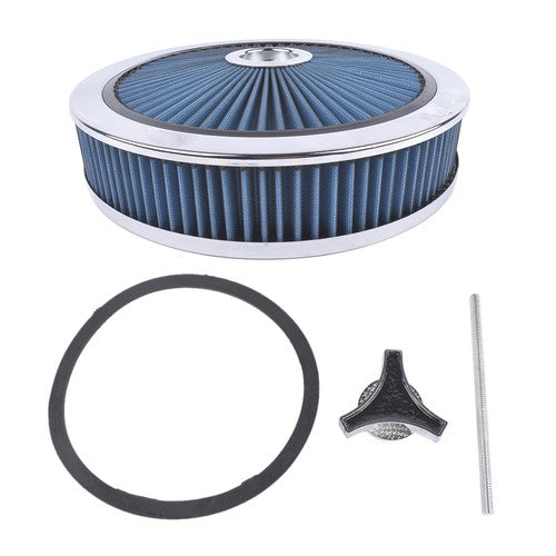 14" x 3" Air Cleaner Set Super Flow Washable Blue for Carburetor w/ 5 1/8" Neck