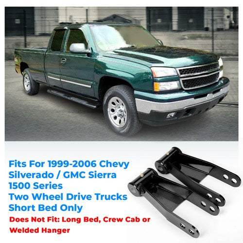 4 Inch Drop Kit Shackles And Hangers For Chevy Silverado GMC Sierra 1500 1999 2000 2001 2002 2003 2004 2005 2006