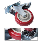 4 pcs 4-inch universal casters red (2 with brakes and 2 without brakes)
