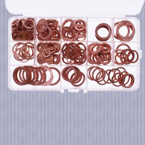 Assorted Solid Copper Crush Washers Seal Flat Ring Hydraulic Fittings Set 280pcs