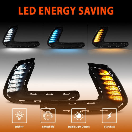 LED DRL Turn Signal Night Driving Fog Lights Pair for 2016-2018 Hyundai Elantra