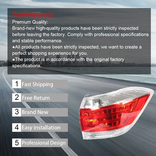 Taillights Rear RH /Passenger For Toyota Highlander 2011-2013 Brake Tail Light