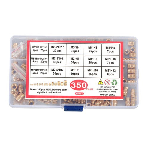 350Pack threaded inserts assortment kit M2-M6 metric internal thread rolled
