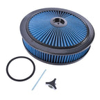 14" x 3" Blue Air Cleaner Set Super Flow Washable Blue Extraflow for Chevy Ford