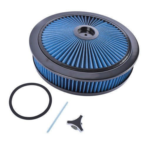 14" x 3" Blue Air Cleaner Set Super Flow Washable Blue Extraflow for Chevy Ford