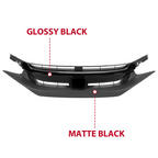 Front Bumper Glossy Black Grille Grill for 2019-21 Honda Civic Sedan Matte Mesh