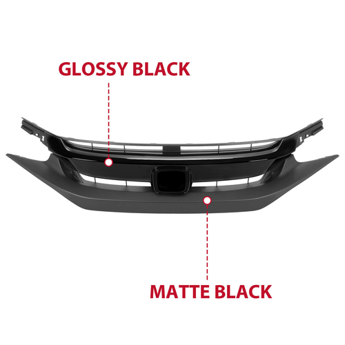 Front Bumper Glossy Black Grille Grill for 2019-21 Honda Civic Sedan Matte Mesh