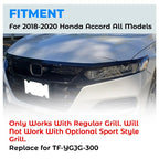 Glossy Black Front Grille Lip Cover Moulding Trim for Honda Accord 2018-2020