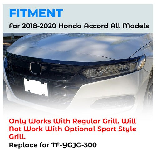 Glossy Black Front Grille Lip Cover Moulding Trim for Honda Accord 2018-2020