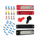 New 12 Point Bus Bar Power Distribution Block 180A 12V DC Pair Black & Red USA