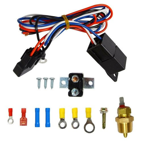BLACK 16" Electric Radiator Fan High 3000 Cfm Thermostat Wiring Switch Relay Kit